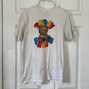 Teddy Fresh merch white crew neck teddy t shirt short sleeve sz S cotton stained